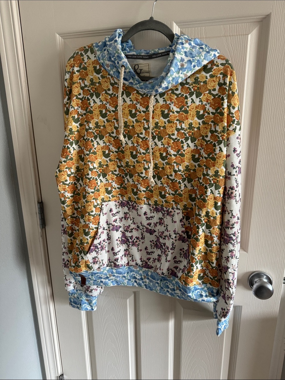 Floral Mixed-Print Hoodie